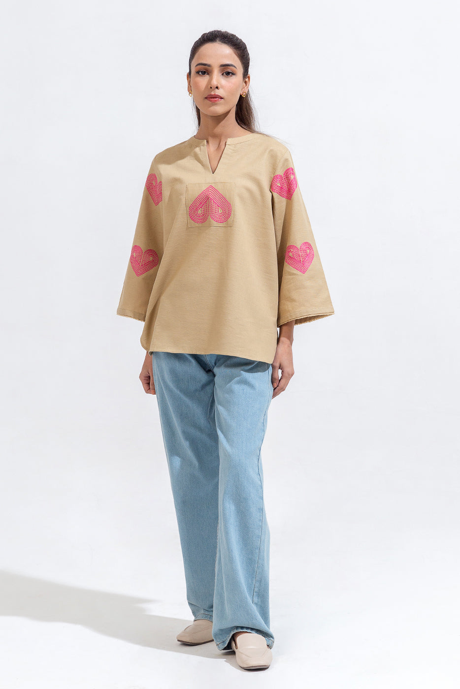 Embroidered Khaddar Top (Pret)