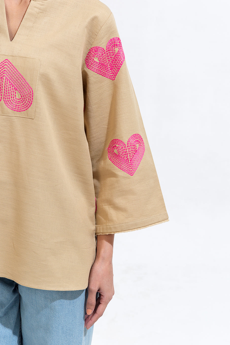Embroidered Khaddar Top (Pret)