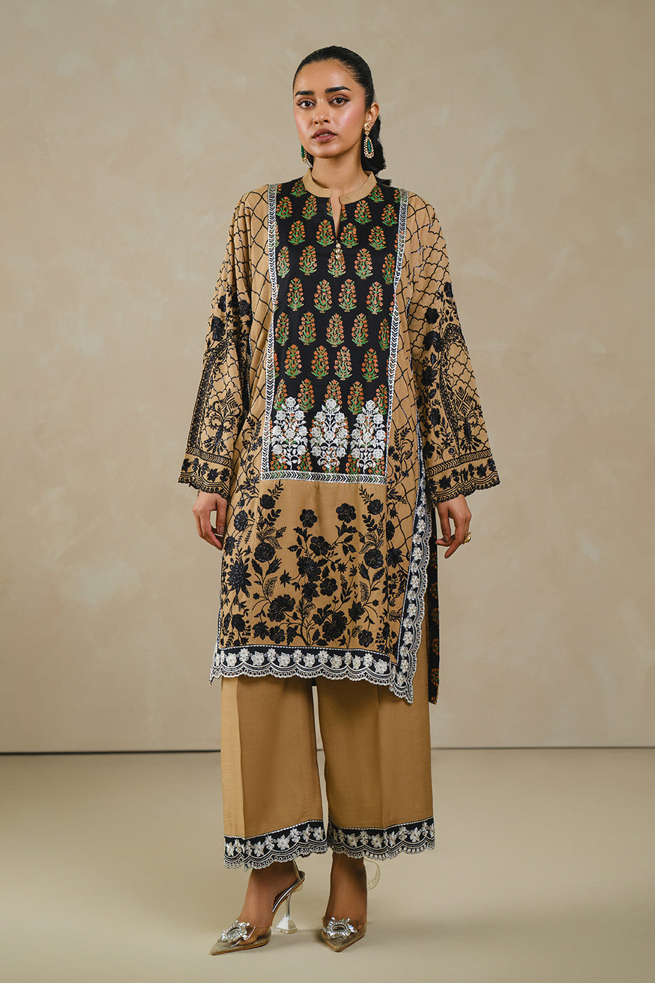 EMBROIDERED RAW SILK SHIRT (LUXURY PRET)