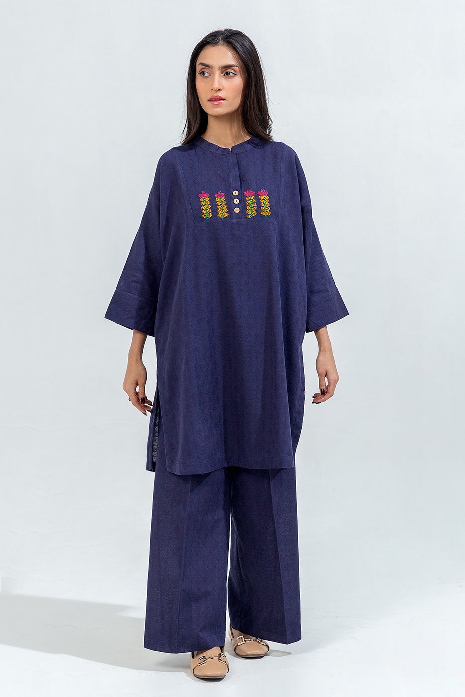 2 Piece Embroidered Khaddar Jacquard Suit (Pret)