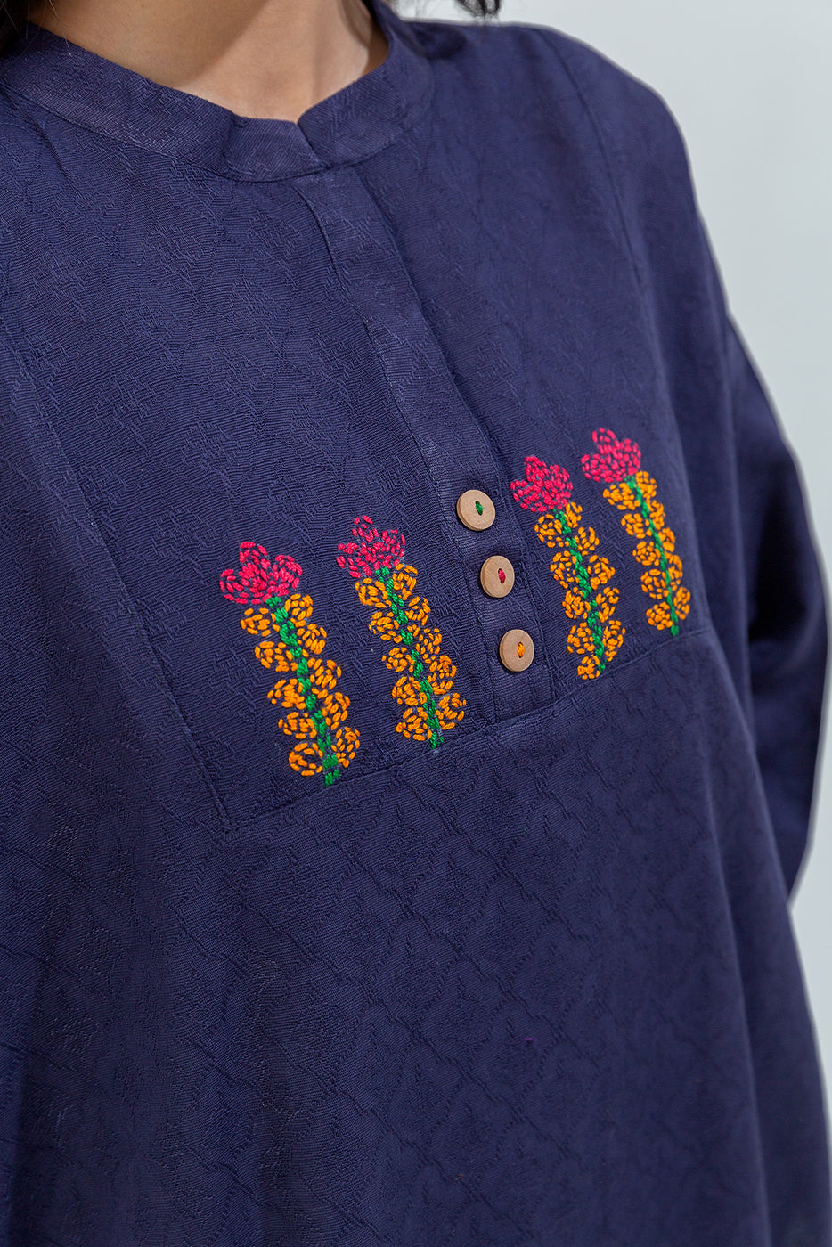 2 Piece Embroidered Khaddar Jacquard Suit (Pret)