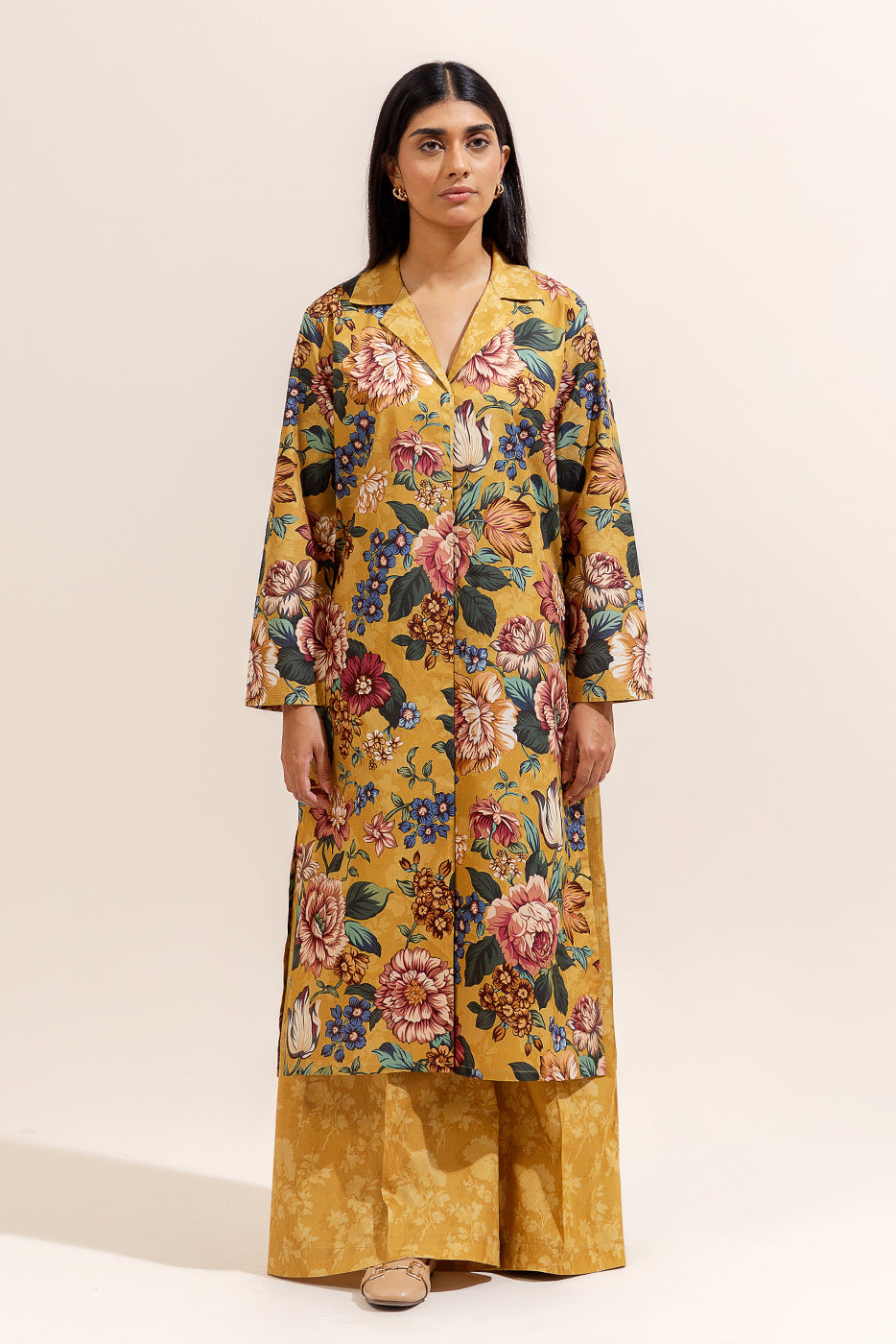 2 Piece Printed Linen Suit-Oasis Bloom (Unstitched)