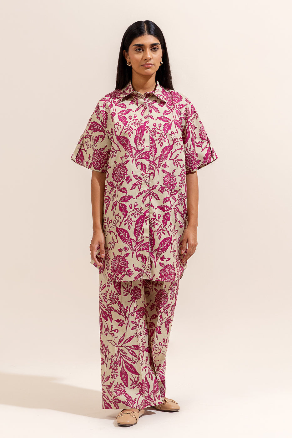 2 Piece Printed Linen Suit-Orchid Musk (Unstitched)