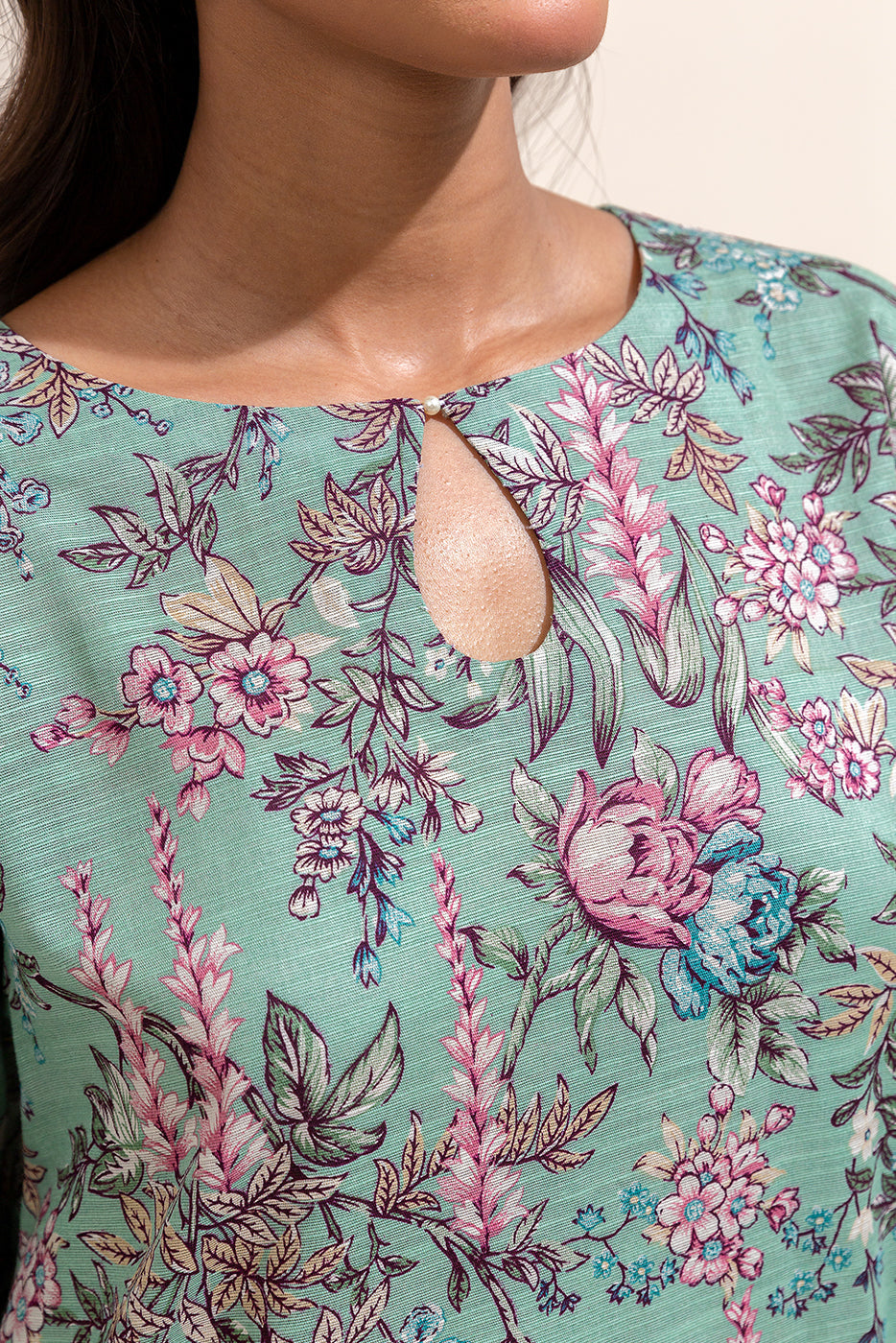 2 Piece Printed Khaddar Suit-Aquatic Flora (Unstitched)