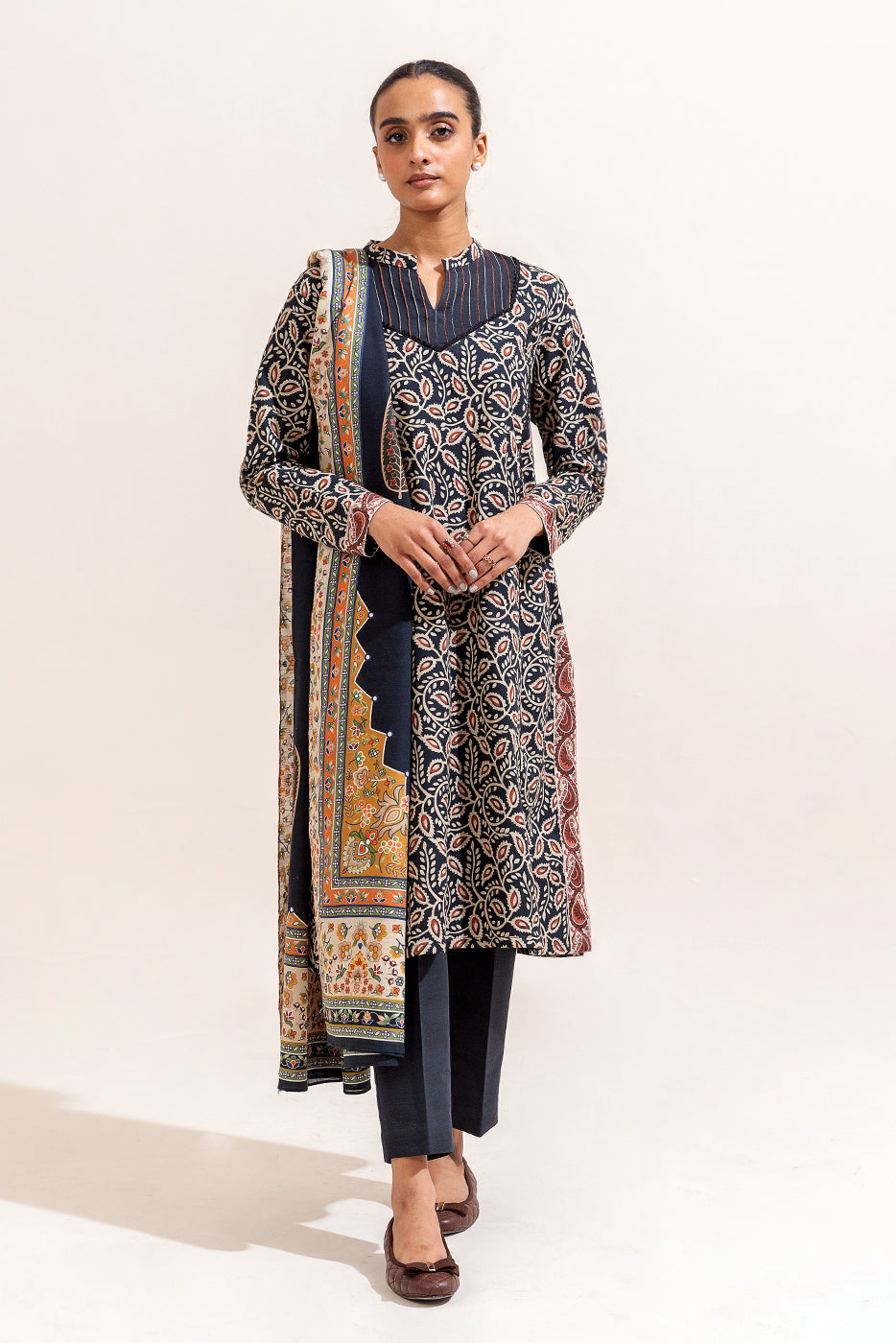 3 Piece Printed Khaddar Suit-Tribal Hale (Unstitched)