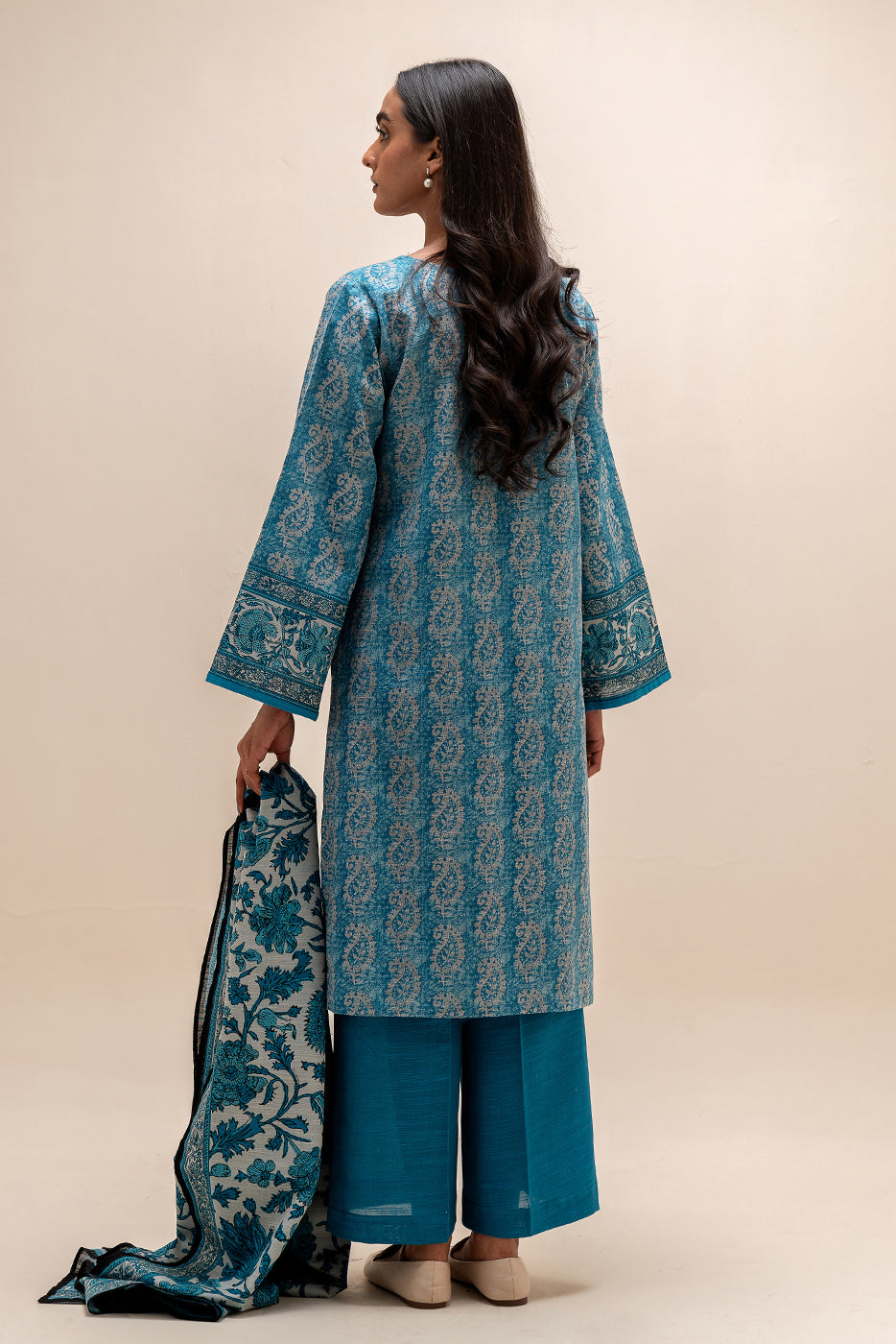 3 Piece Printed Khaddar Suit-Paisley Dust (Unstitched)