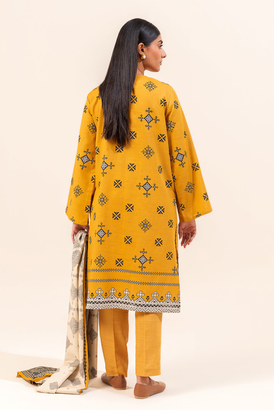 3 Piece Printed Khaddar Suit-Tribal Radiance (Unstitched)