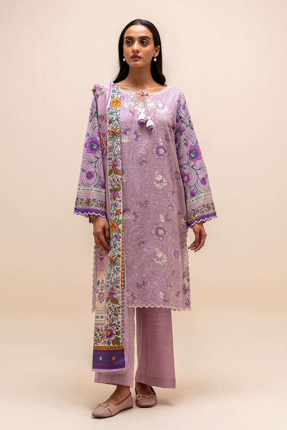 3 Piece Embroidered Khaddar Suit-Heather Gleam (Unstitched)