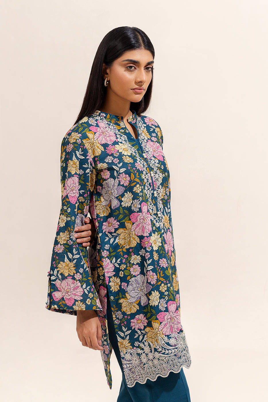 2 Piece Embroidered Khaddar Suit-Majestic Teal (Unstitched)
