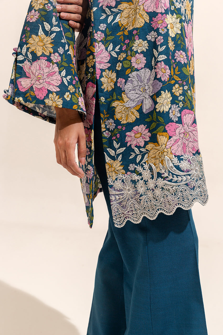 2 Piece Embroidered Khaddar Suit-Majestic Teal (Unstitched)