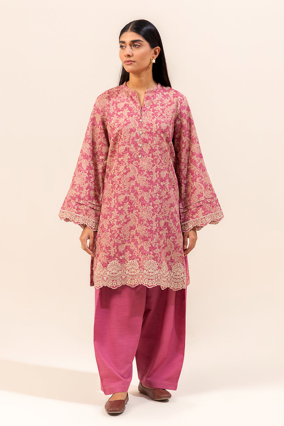 2 Piece Embroidered Khaddar Suit-Cardinal Gleam (Unstitched)