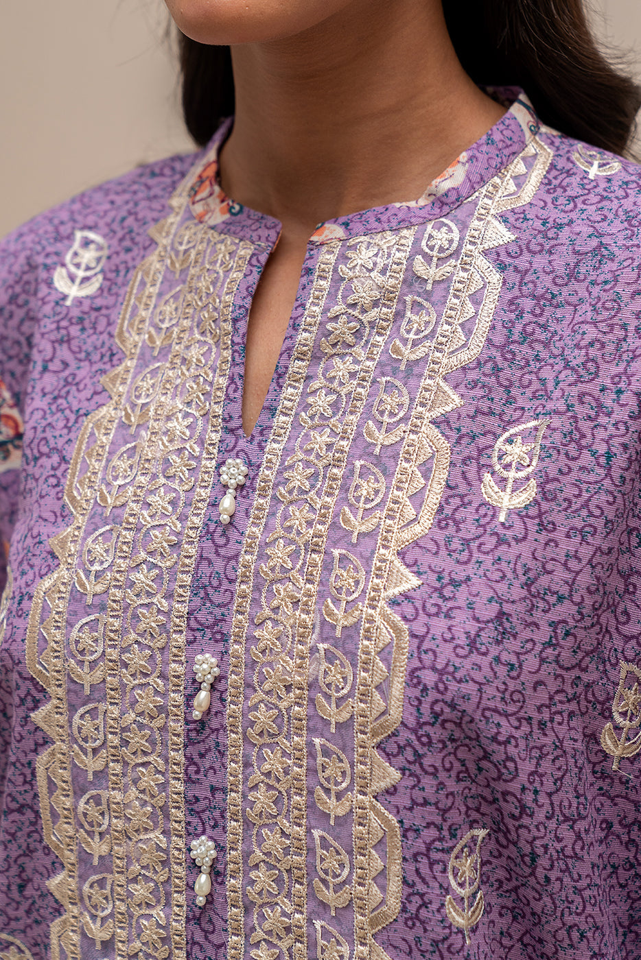 3 Piece Embroidered Khaddar Suit-Periwinkle Bloom (Unstitched)