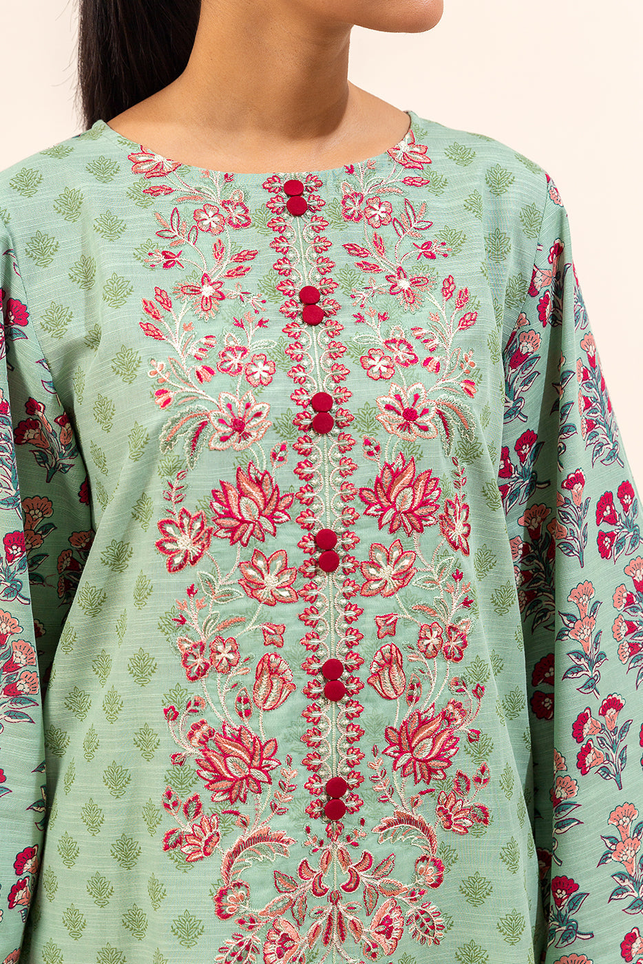 3 Piece Embroidered Khaddar Suit-Carnation Serenity (Unstitched)