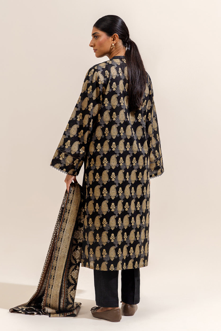 3 Piece Embroidered Khaddar Suit-Midnight Verve (Unstitched)