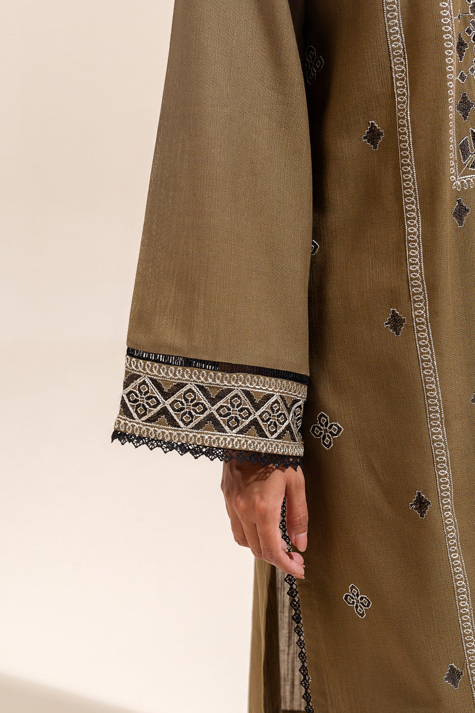 2 Piece Embroidered Khaddar Suit-Dijon Charm (Unstitched)
