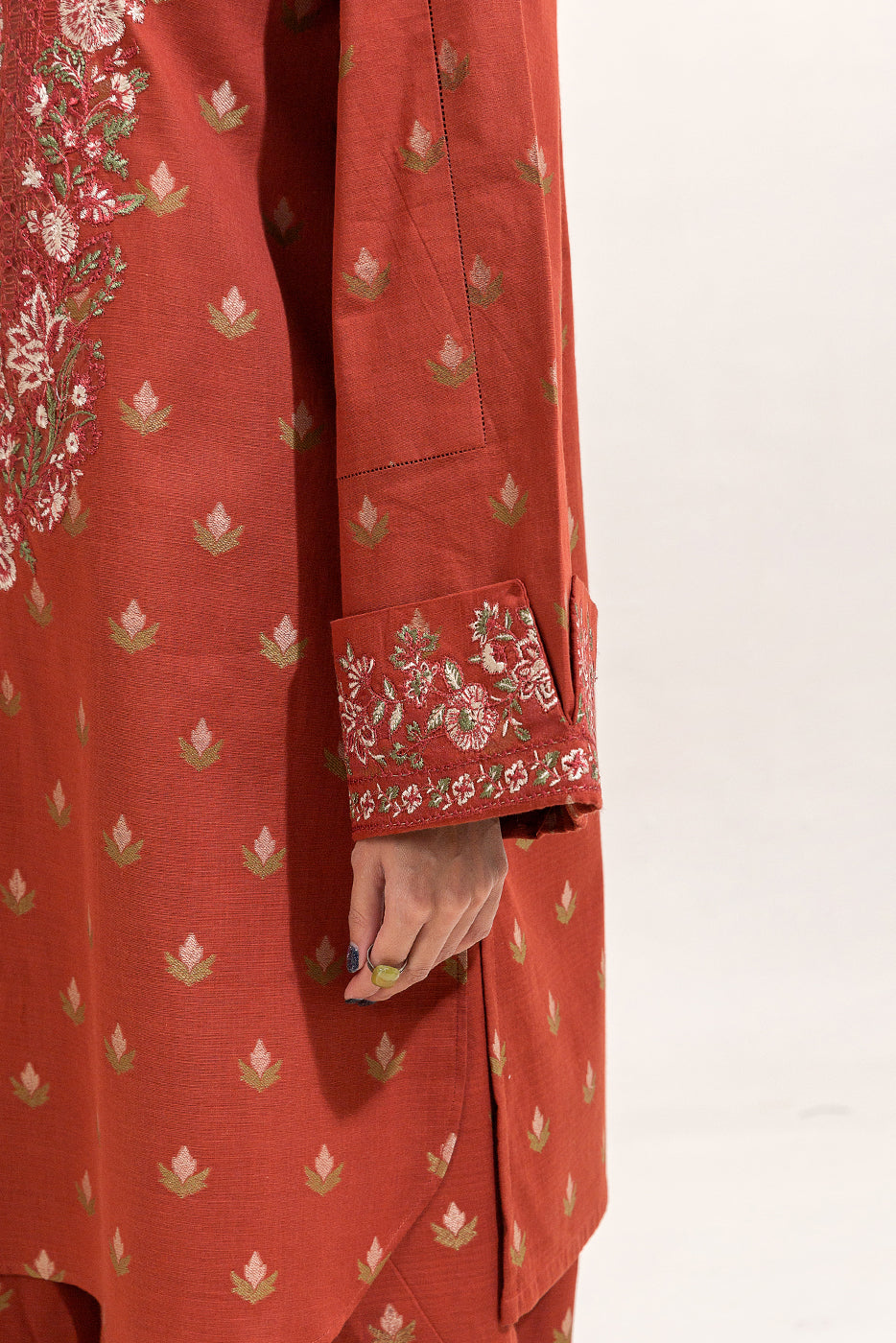2 Piece Embroidered Self Jacquarad Suit-Garland Bronze (Unstitched)