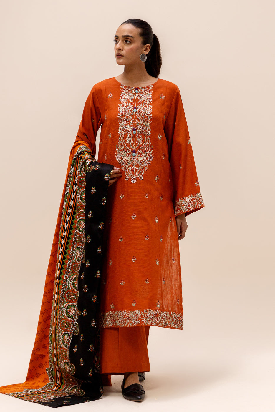 3 Piece Embroidered Khaddar Suit-Sedona Drape (Unstitched)