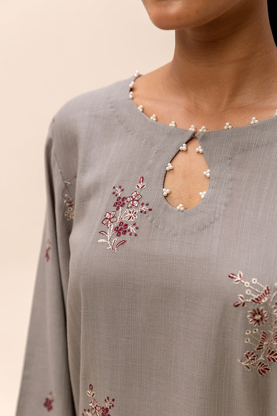 3 Piece Embroidered Khaddar Suit-Fossil Dew (Unstitched)