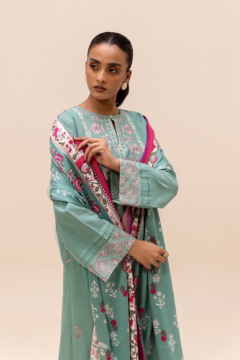 3 Piece Embroidered Khaddar Suit-Nevada Blush (Unstitched)