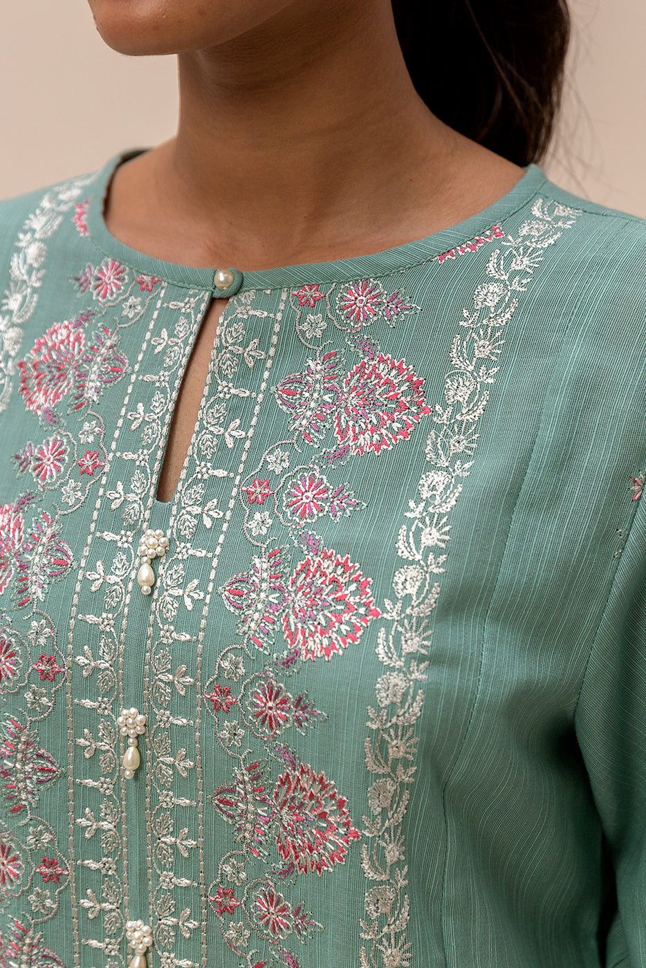 3 Piece Embroidered Khaddar Suit-Nevada Blush (Unstitched)