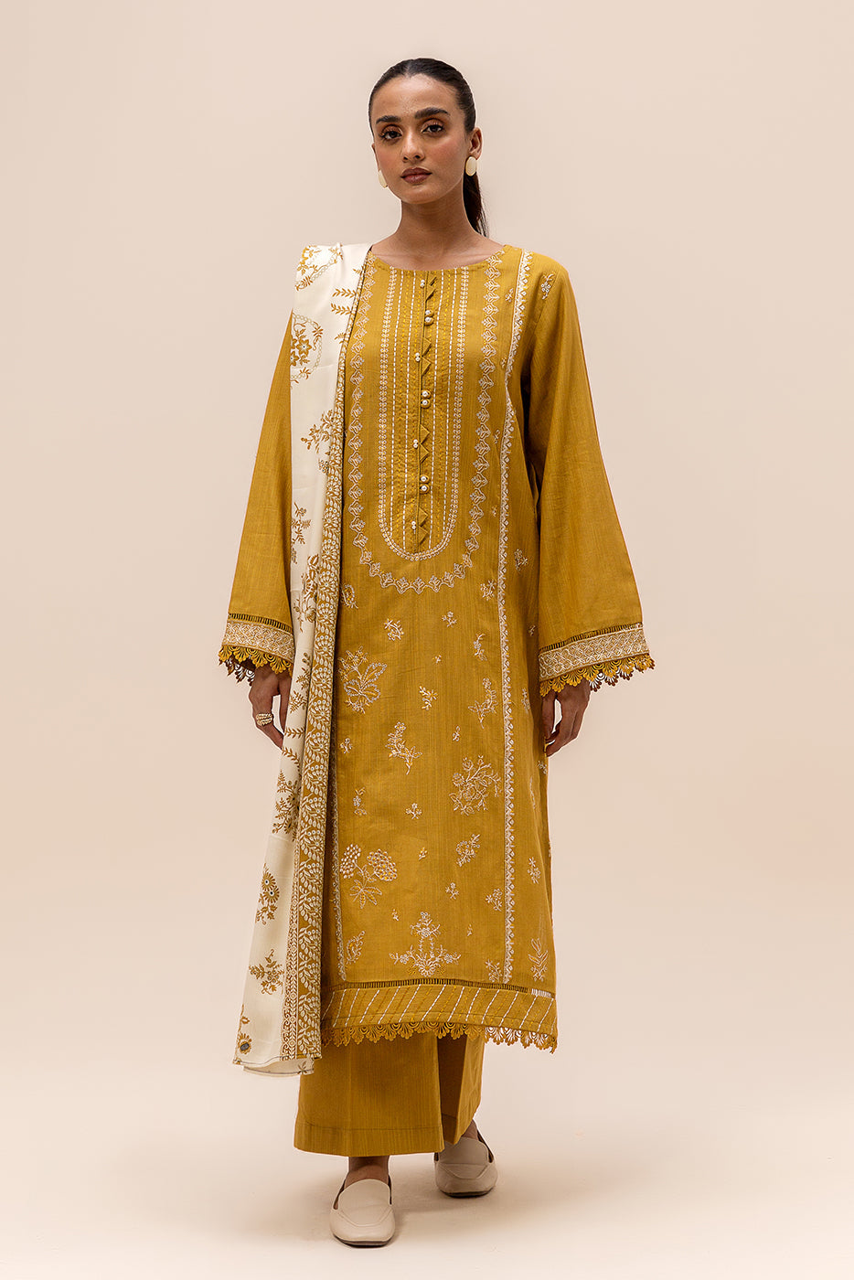3 Piece Embroidered Khaddar Suit-Tuscan Tint (Unstitched)