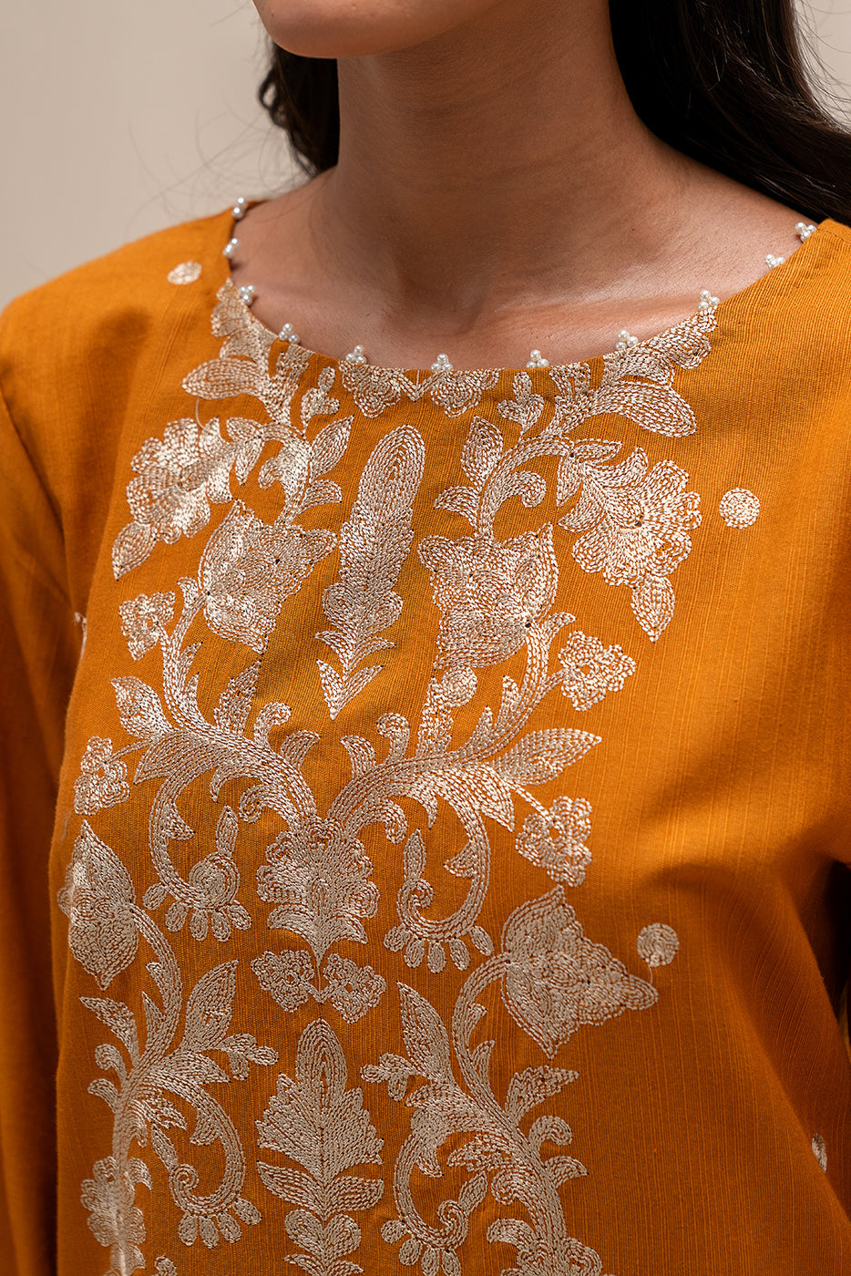 3 Piece Embroidered Khaddar Suit-Medallion Lace (Unstitched)