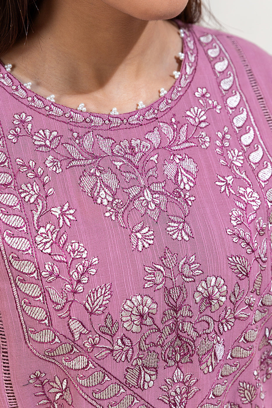 3 Piece Embroidered Khaddar Suit-Dusky Purple (Unstitched)