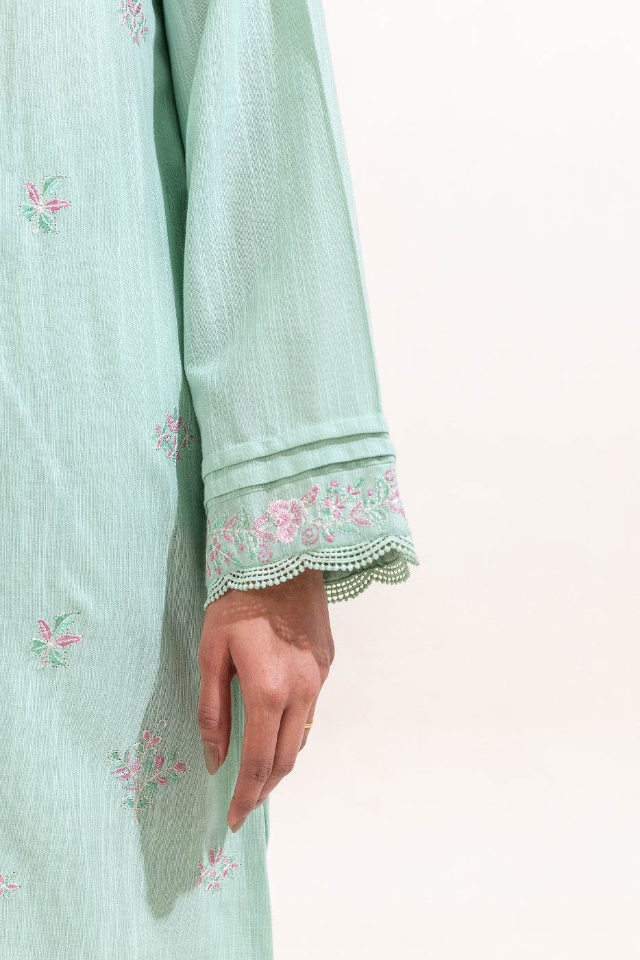 2 Piece Embroidered Khaddar Suit-Mint Collision (Unstitched)