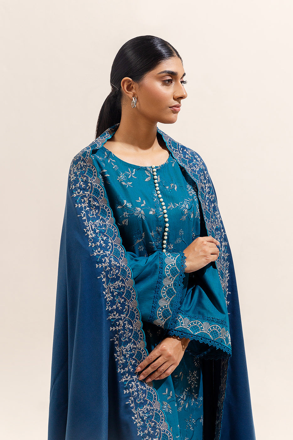 3 Piece Embroidered Khaddar Suit-Garden Bliss (Unstitched)