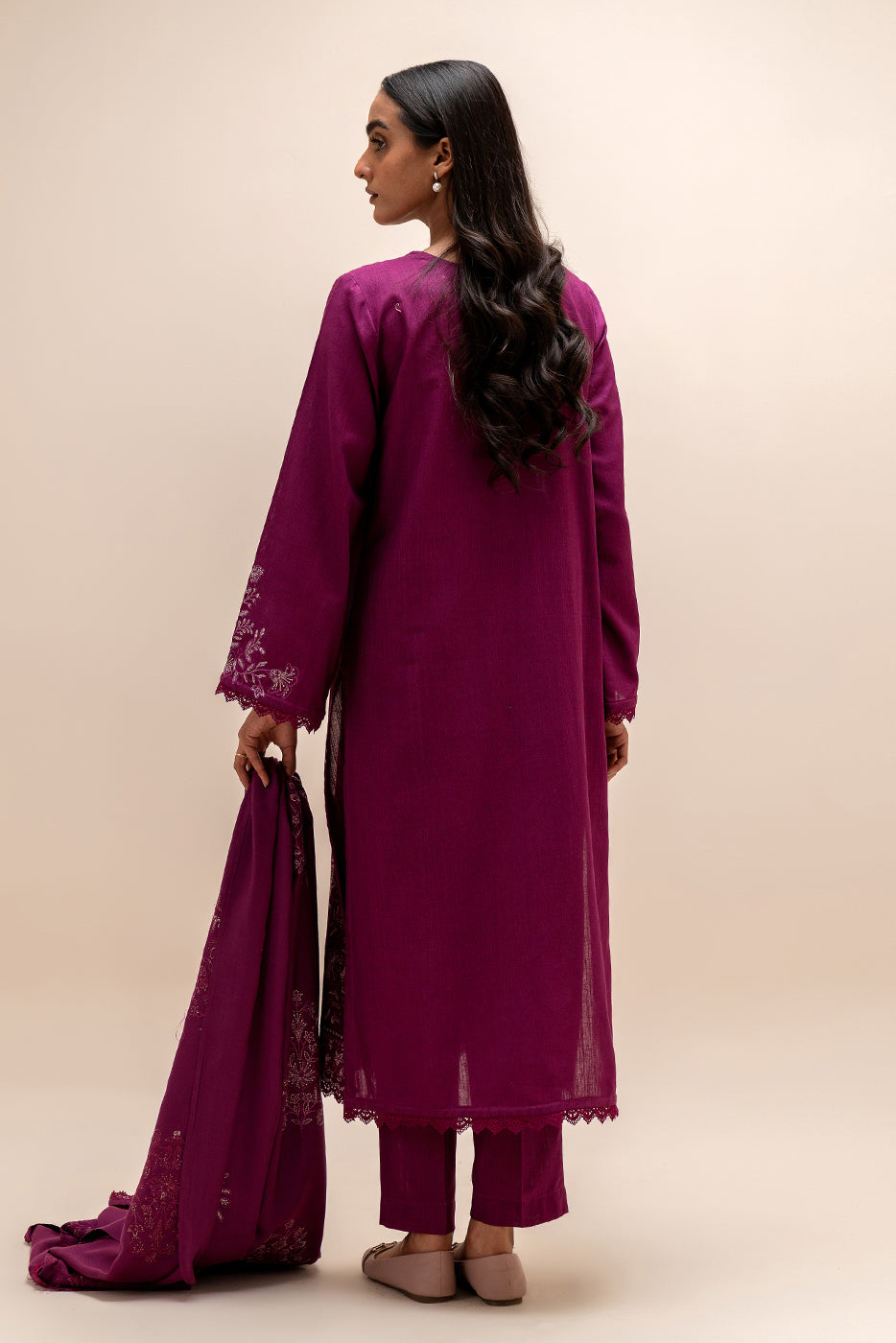 3 Piece Embroidered Khaddar Suit-Mulberry Adorn (Unstitched)