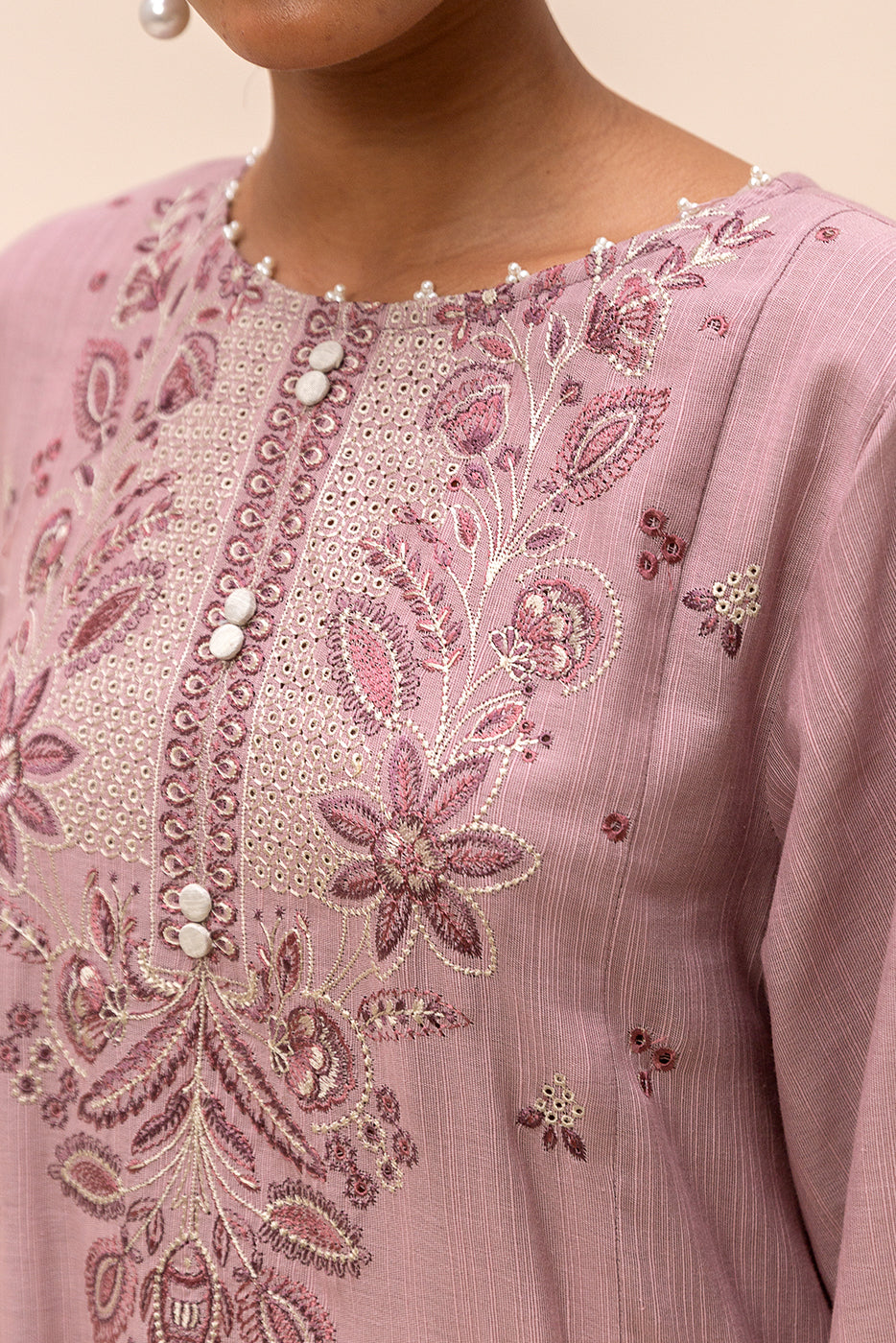 3 Piece Embroidered Khaddar Suit-Brittany Rose (Unstitched)