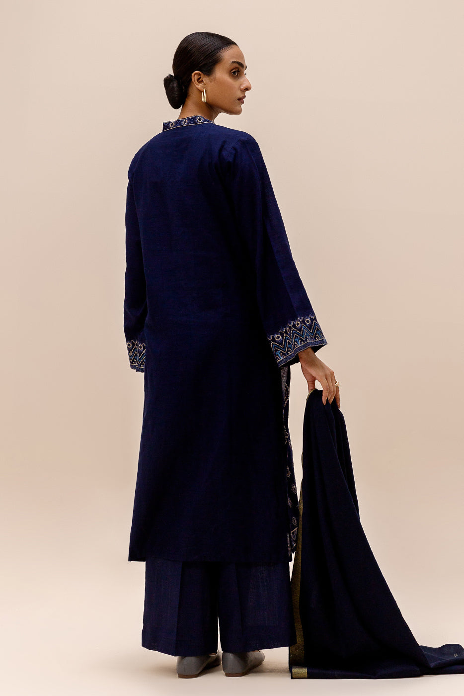 3 Piece Embroidered Khaddar Suit-Deep Shadow (Unstitched)