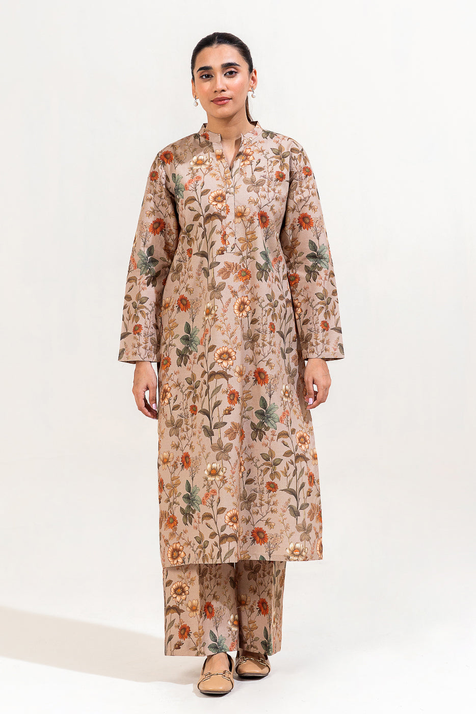 2 Piece Printed Linen Suit-Fall Garland (Unstitched)