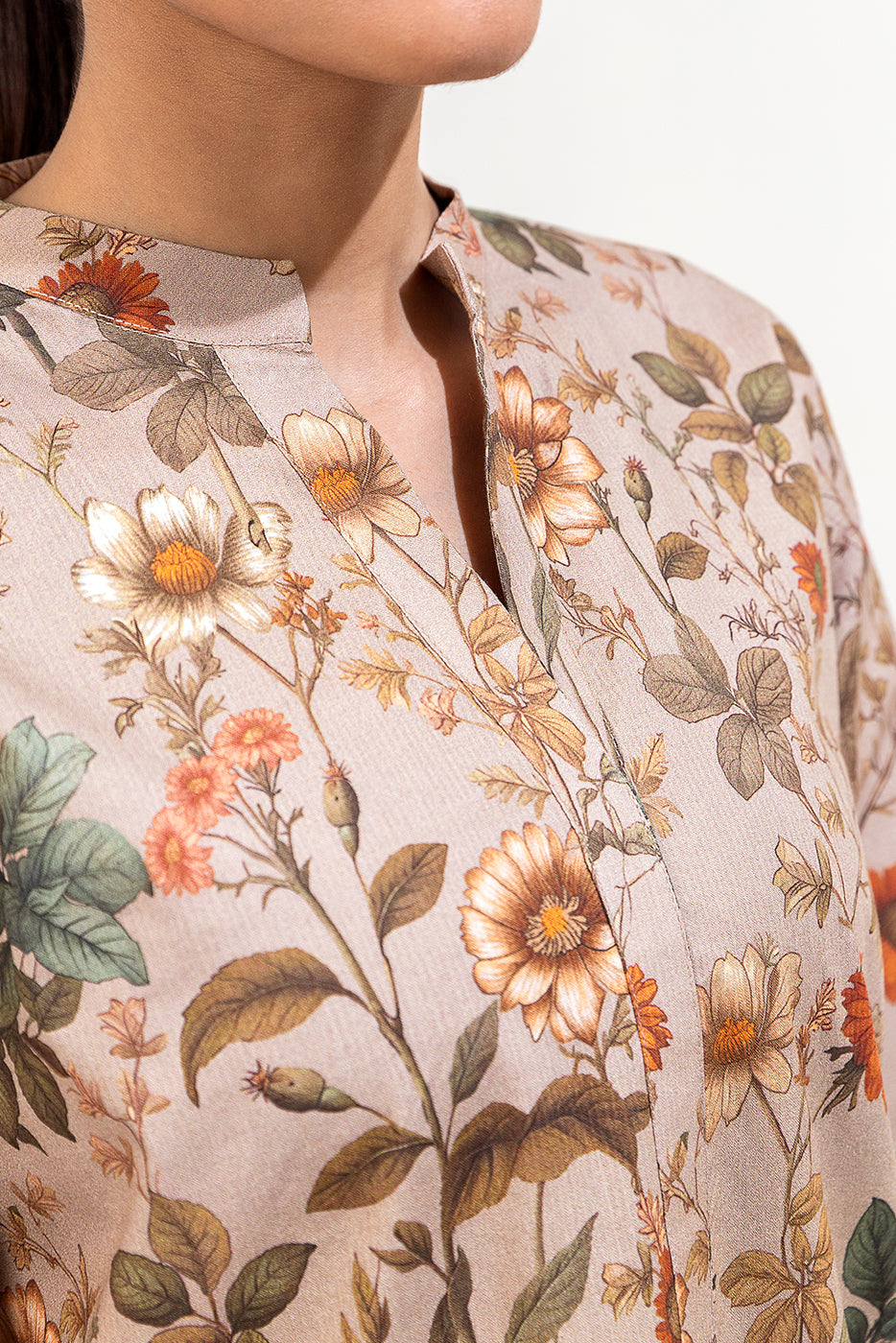 2 Piece Printed Linen Suit-Fall Garland (Unstitched)