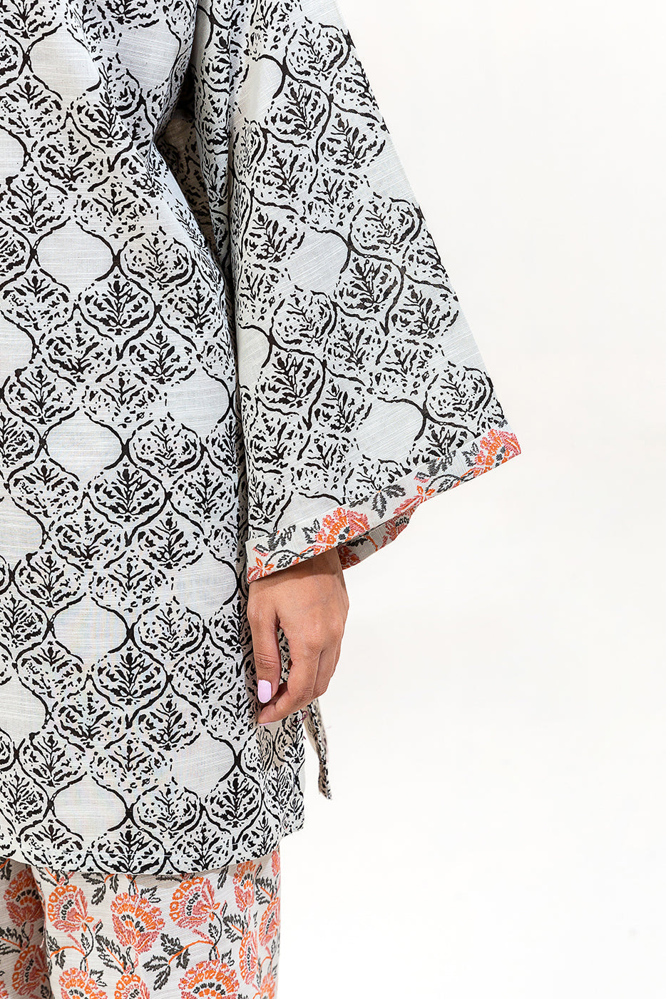 2 Piece Printed Khaddar Suit-Ivory Maze (Unstitched)