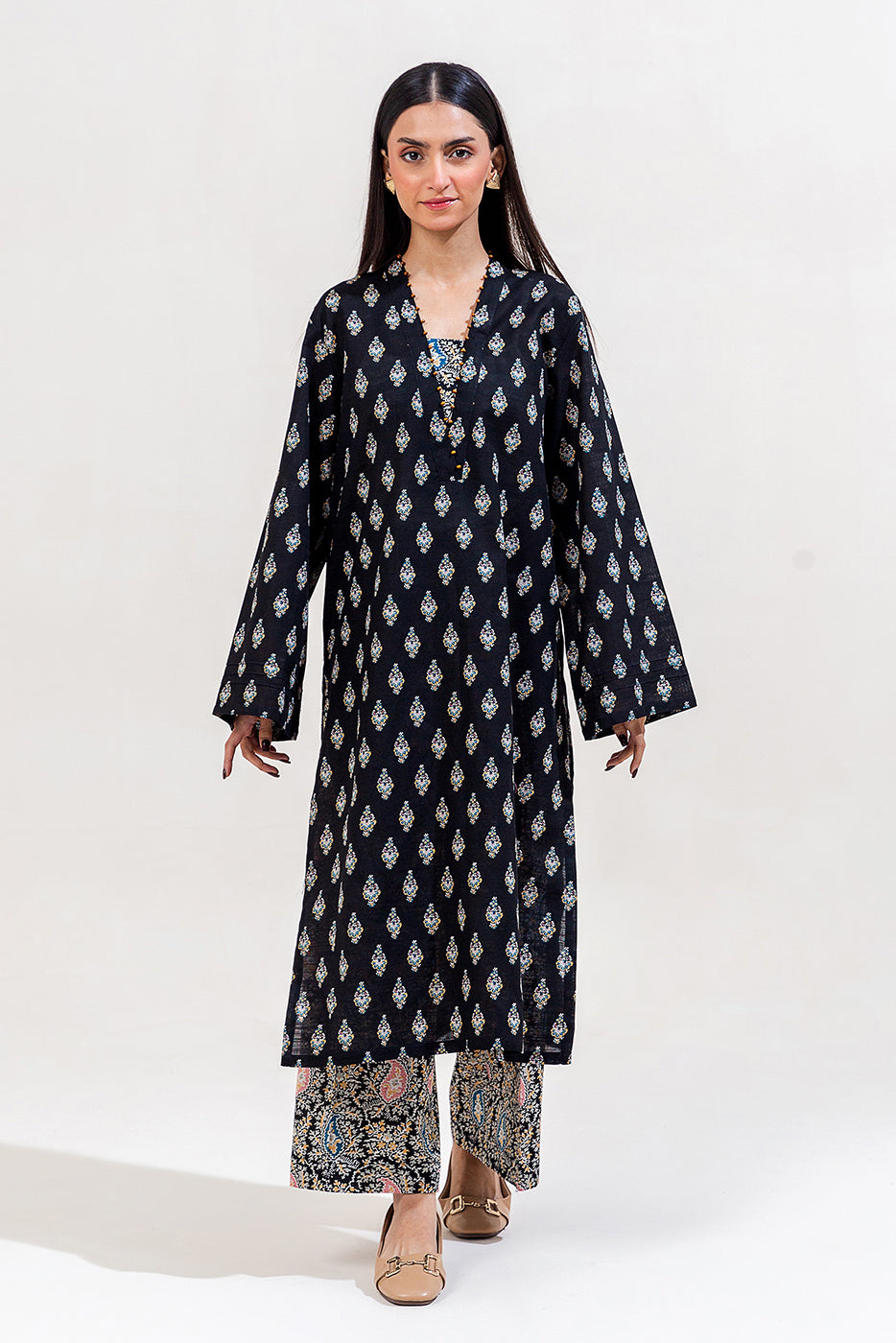 2 Piece Printed Khaddar Suit-Sable Serene (Unstitched)