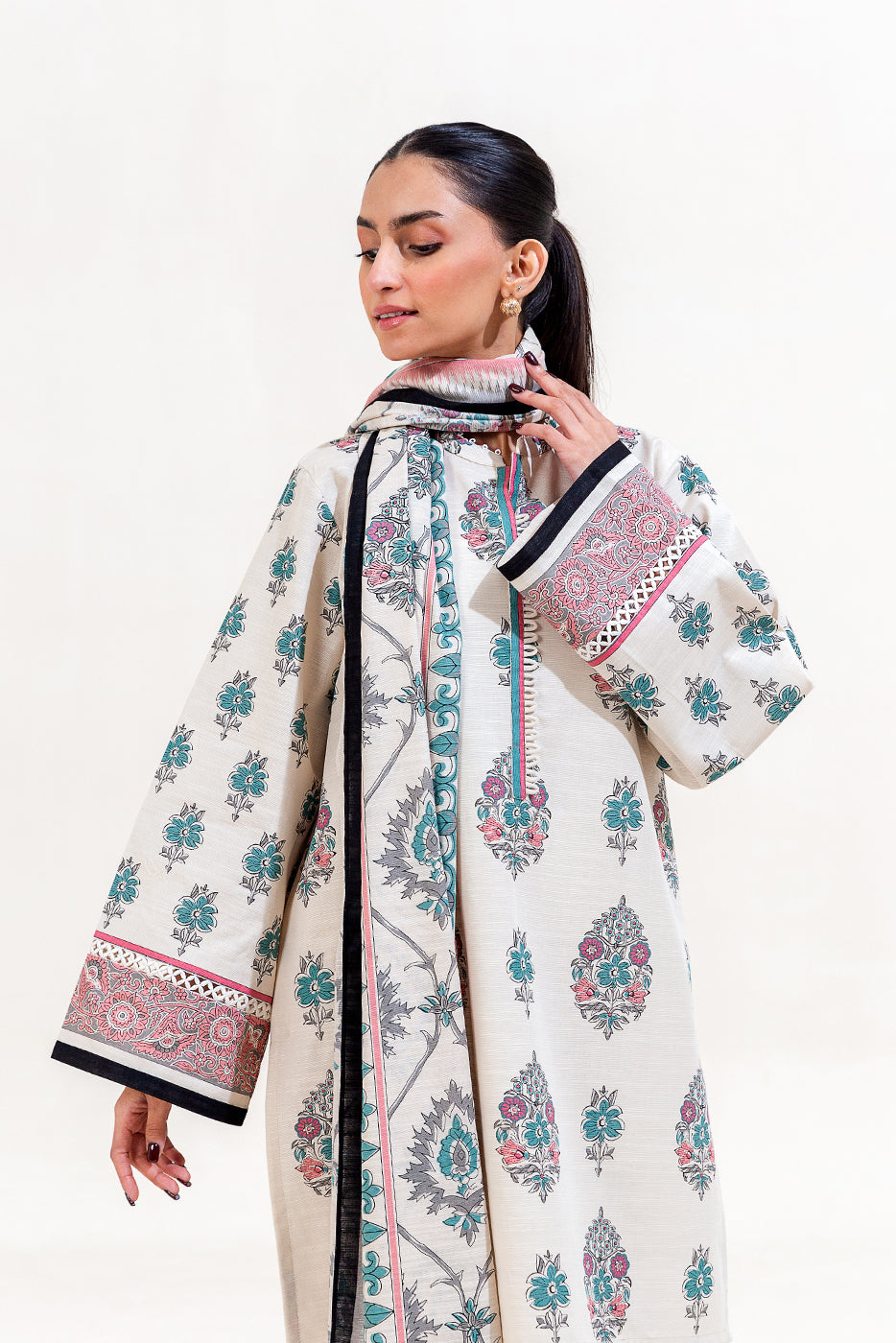 3 Piece Printed Khaddar Suit-Spruce Bliss (Unstitched)