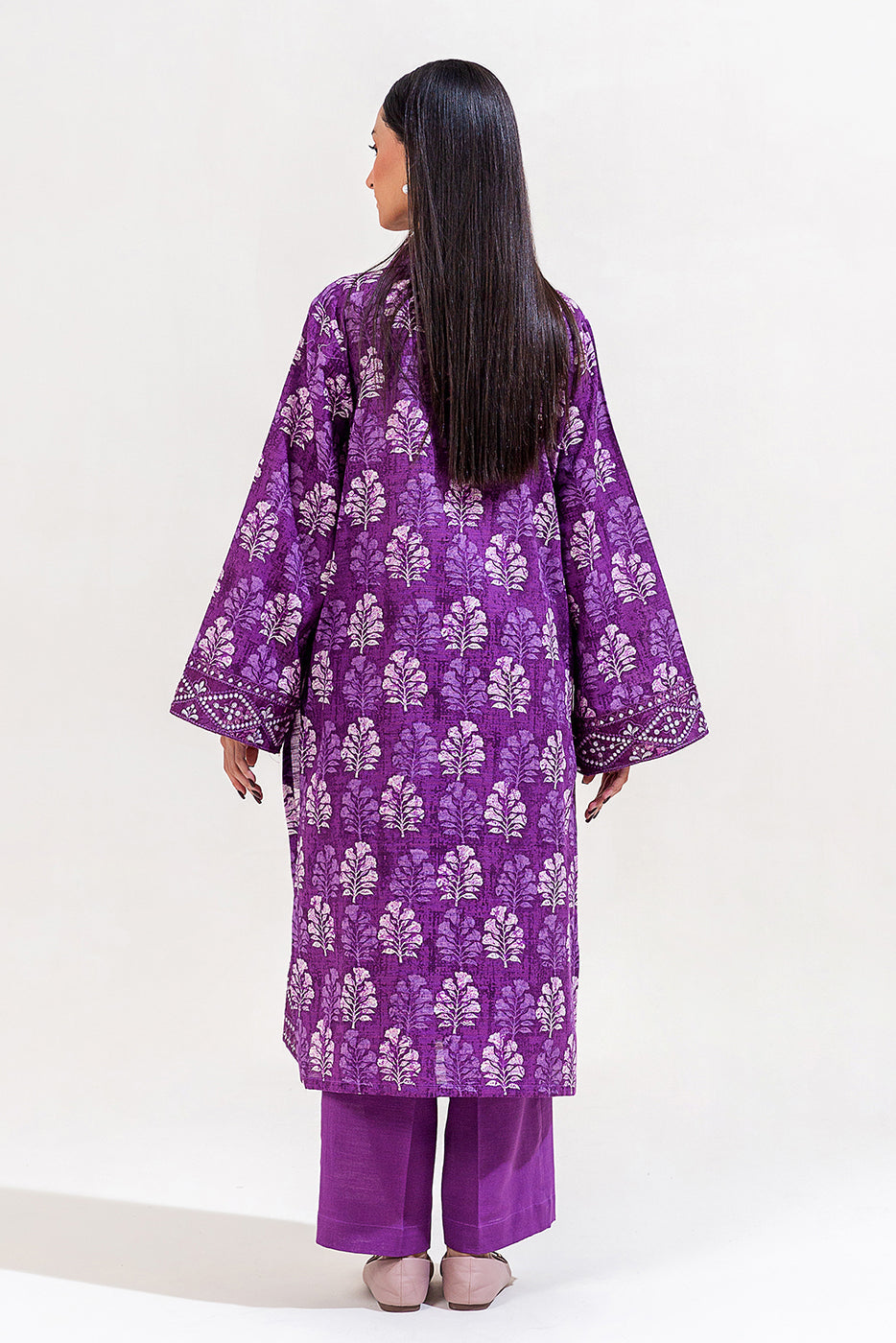 2 Piece Embroidered Khaddar Suit-Indigo Musk (Unstitched)