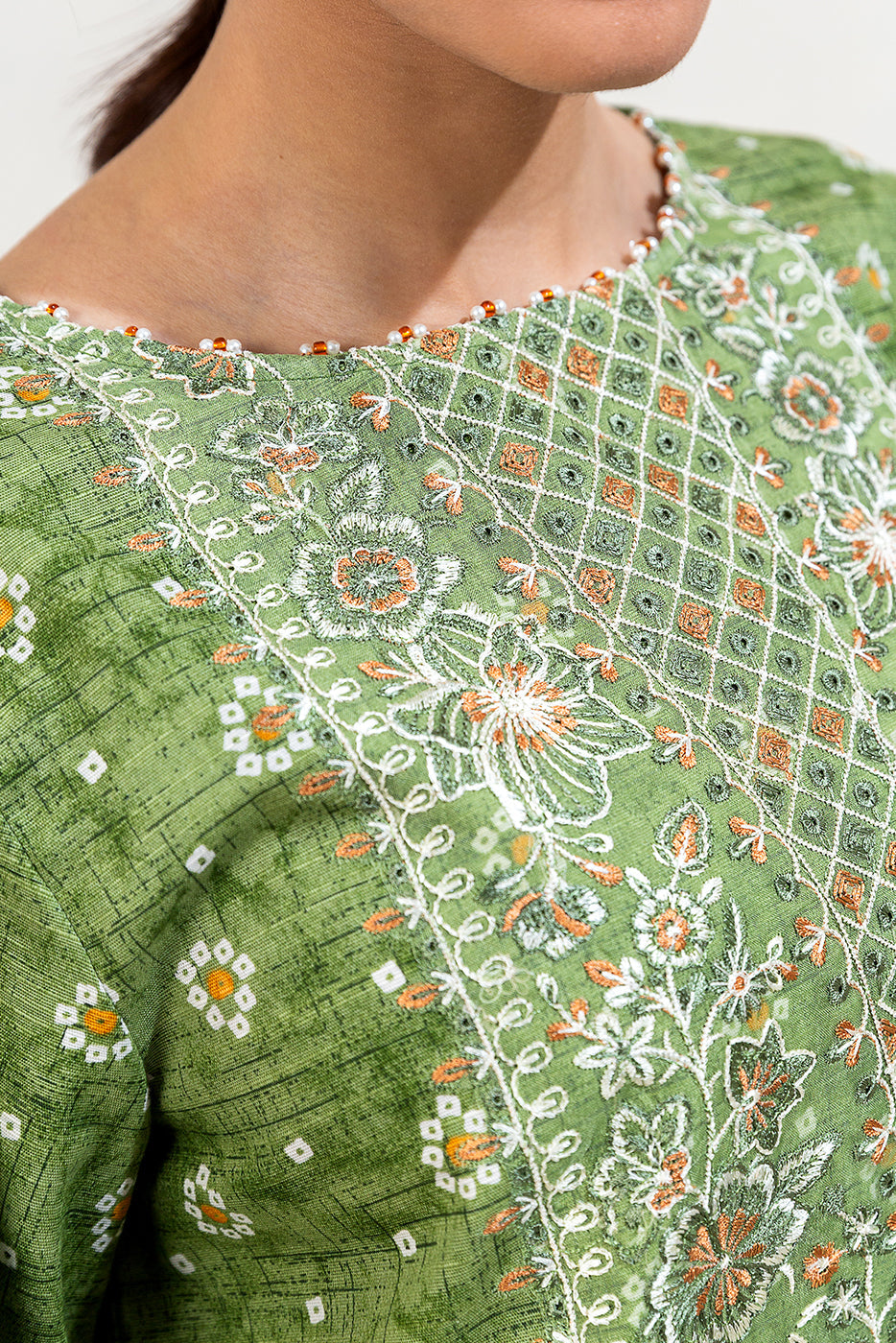 2 Piece Embroidered Khaddar Suit-Tribal Moss (Unstitched)