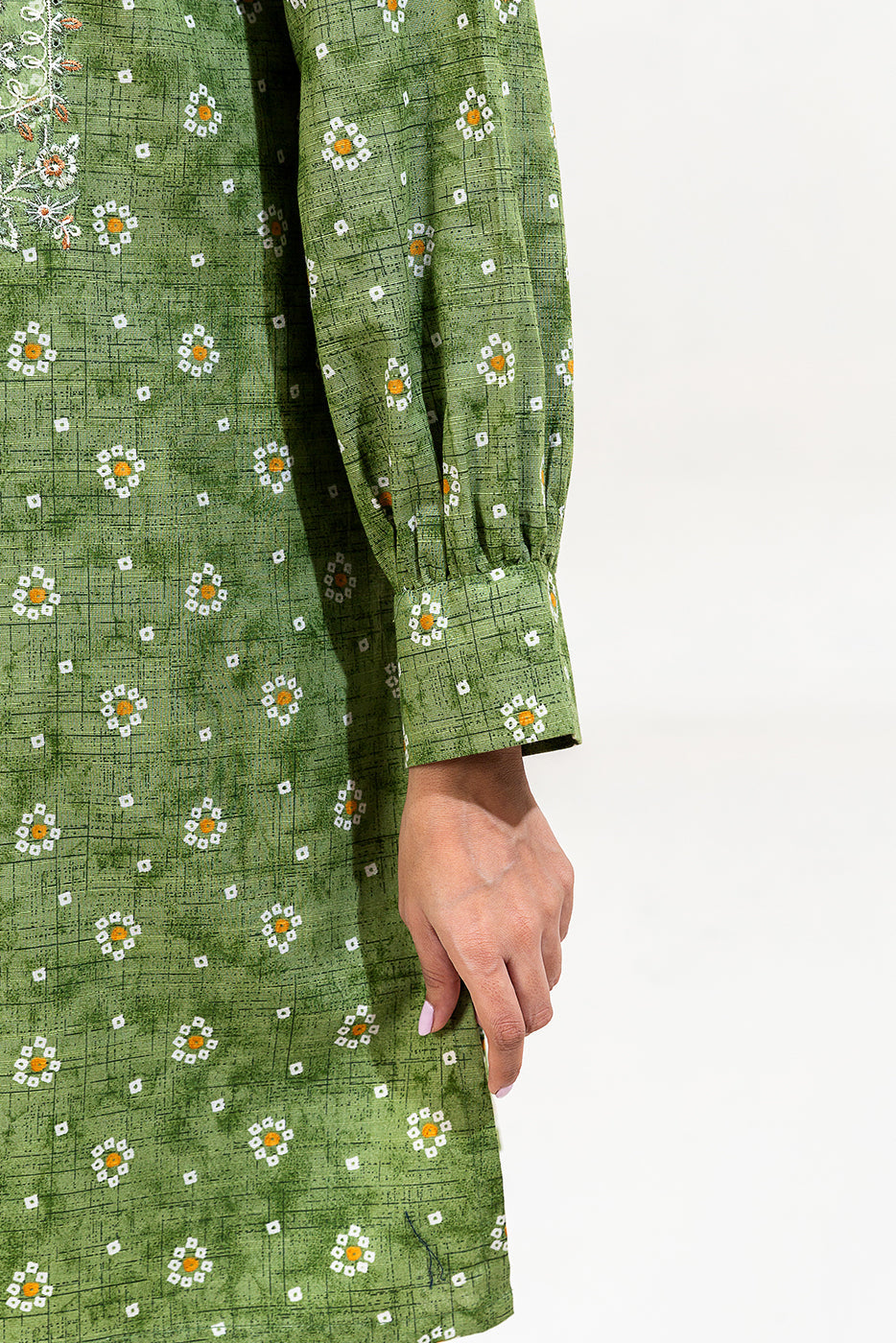 2 Piece Embroidered Khaddar Suit-Tribal Moss (Unstitched)