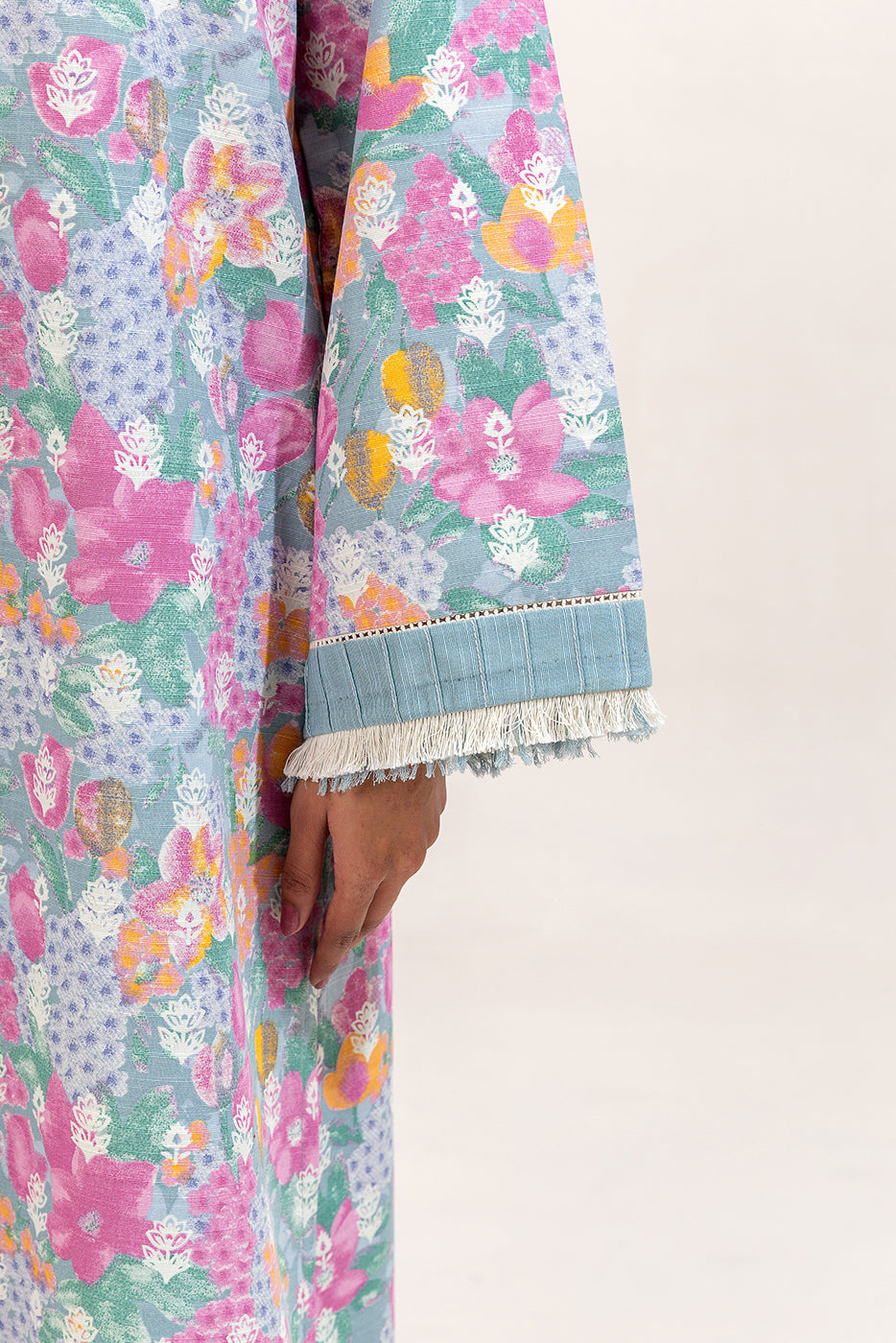 2 Piece Embroidered Khaddar Suit-Candy Floss (Unstitched)