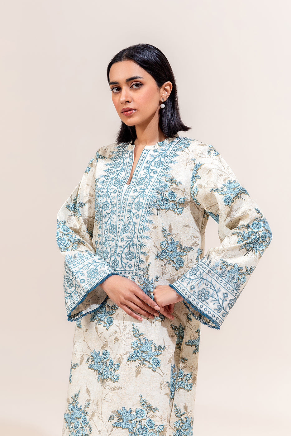 2 Piece Embroidered Khaddar Suit-Cerulean Bunch (Unstitched)