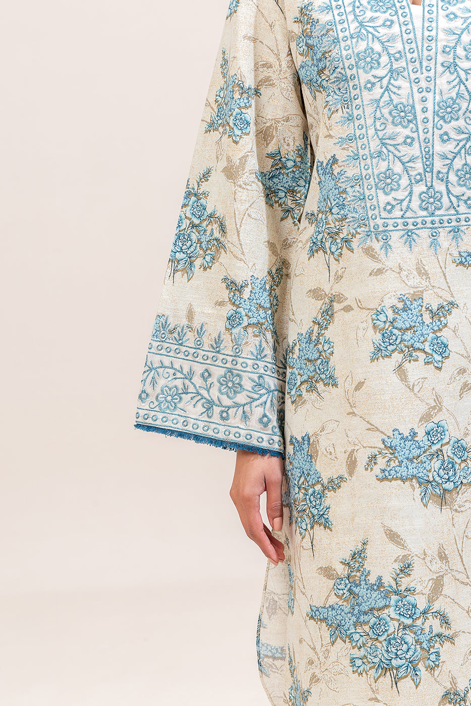 2 Piece Embroidered Khaddar Suit-Cerulean Bunch (Unstitched)