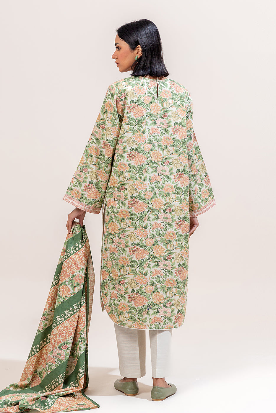 3 Piece Embroidered Khaddar Suit-Sage Orchid (Unstitched)