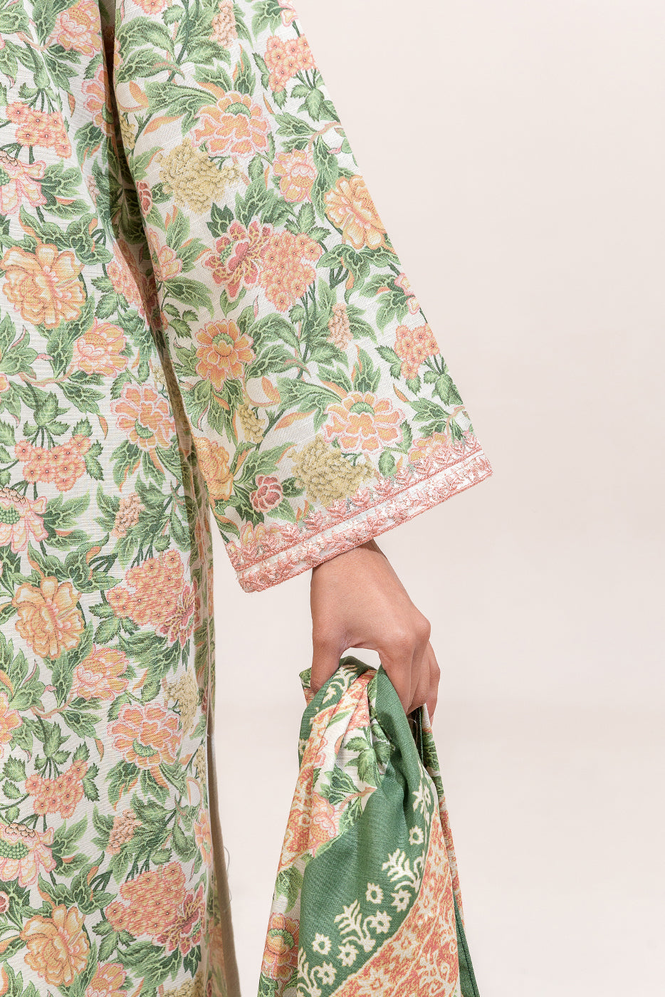3 Piece Embroidered Khaddar Suit-Sage Orchid (Unstitched)