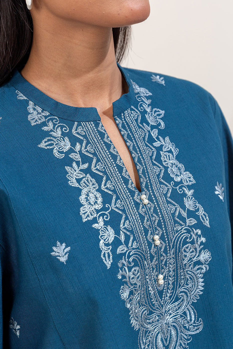 2 Piece Embroidered Khaddar Suit-Garden Charm (Unstitched)