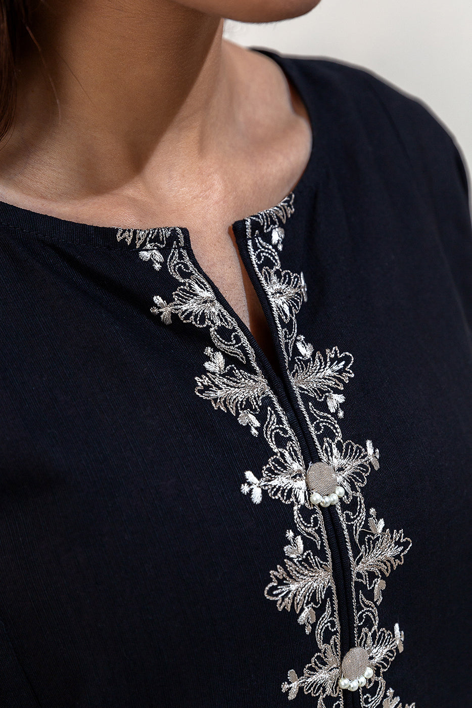 3 Piece Embroidered Khaddar Suit-Midnight Orchid (Unstitched)