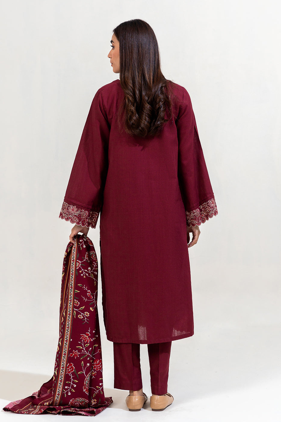 3 Piece Embroidered Khaddar Suit-Mauve Dream (Unstitched)
