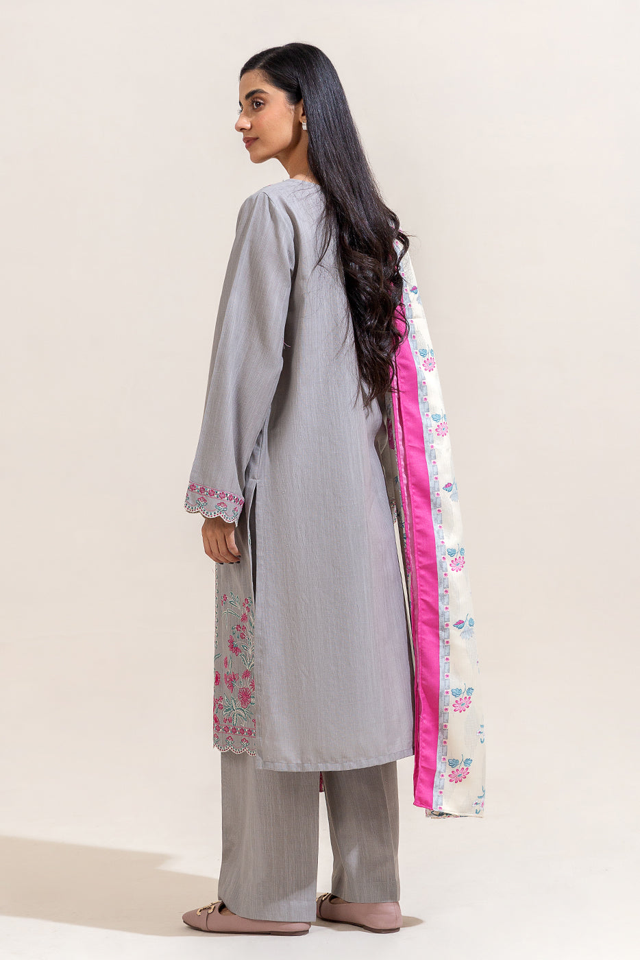 3 Piece Embroidered Khaddar Suit-Cloud Flora (Unstitched)