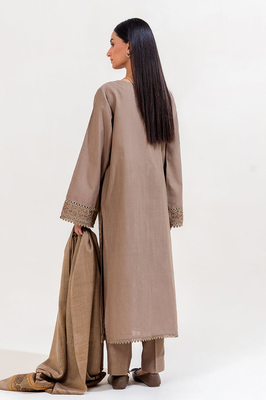3 Piece Embroidered Khaddar Suit-Slate Tribe (Unstitched)